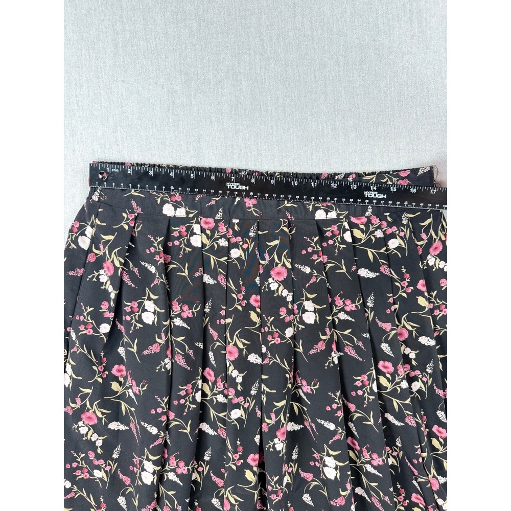 Option Too! Womens 1X Black Pink Floral Pleated Midi Skirt with Pockets 67D117X - Picture 5 of 7